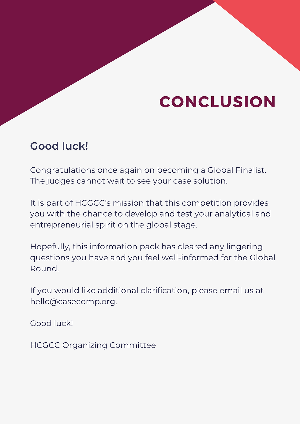 HCGCC25 Global Finals Timesheet & Zoom Link 